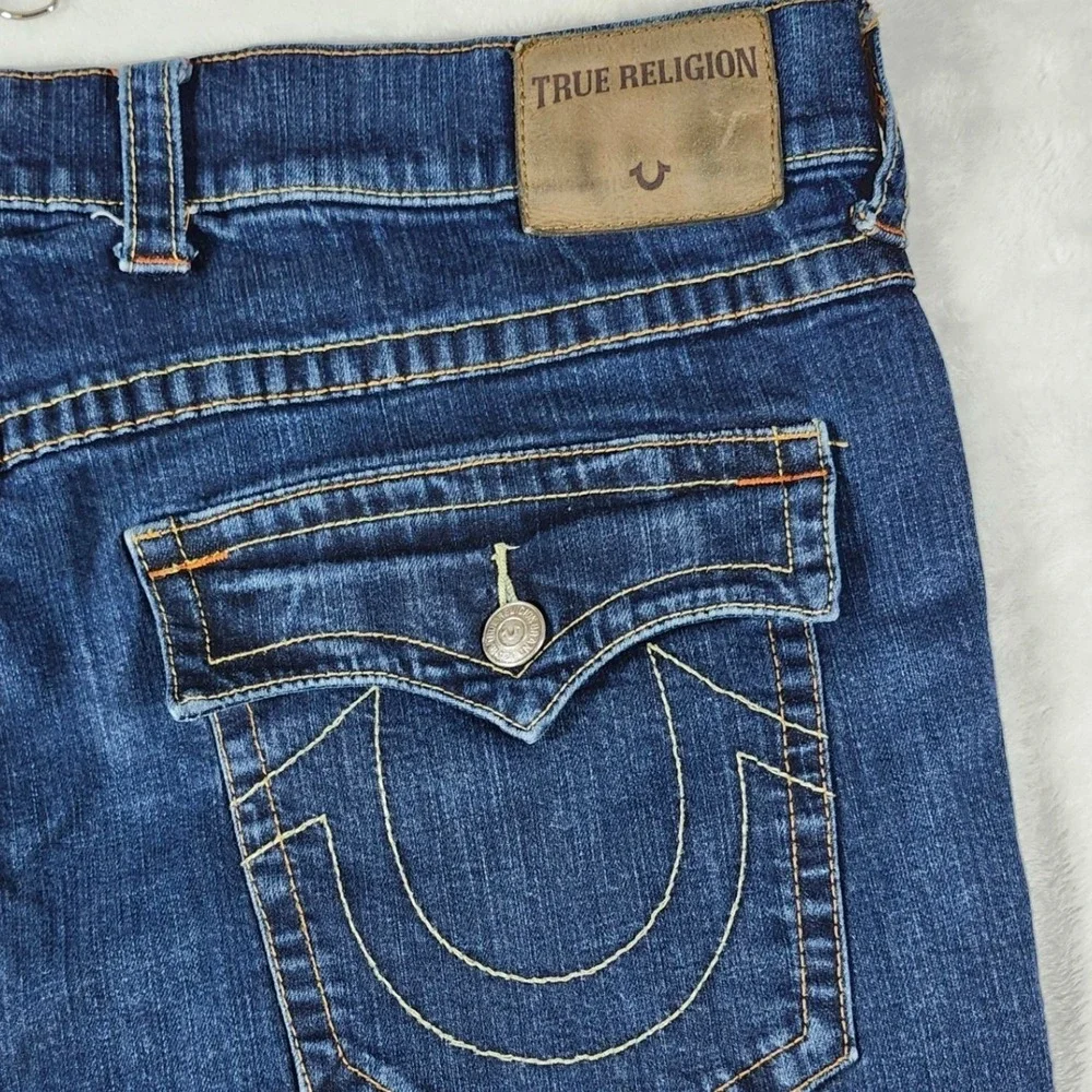 True Religion Ricky Straight Jean Men 44x32 Dark Wash Blue Excellent Flap Pocket